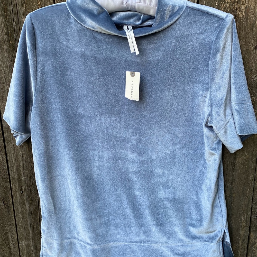 NWT Anthropologie Krisha icy blue short-sleeve turtleneck top size S
